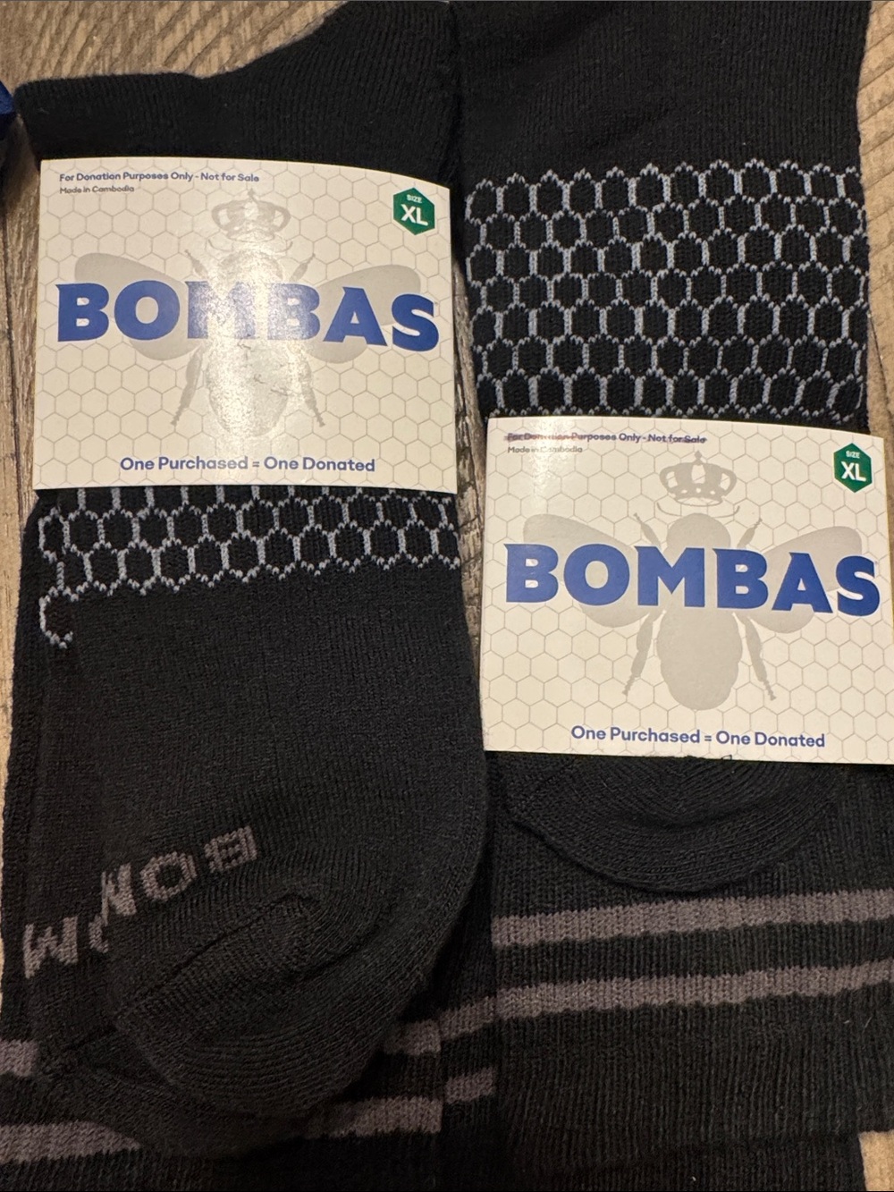 Bombas Black and Gray Men’s Crew Athletic Socks - XL. 3 pairs with this listing.